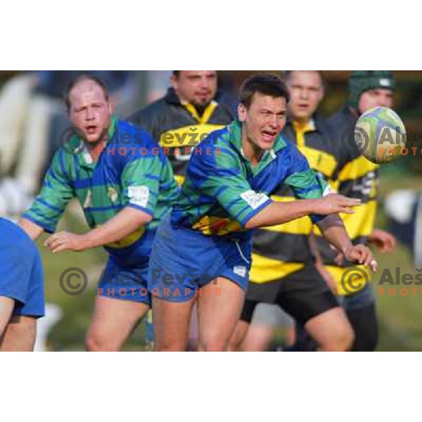 Action during rugby match of Ragby team Bezigrad at Stanezice Oval, Ljubljana on September 2003
