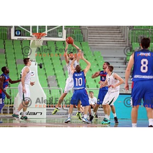 Mirza Begic of Union Olimpija in action during ABA league basketball match between Union Olimpija Ljubljana and Igokea Aleksandrovac, played in Stozice, Ljubljana, Slovenia on November 14, 2014