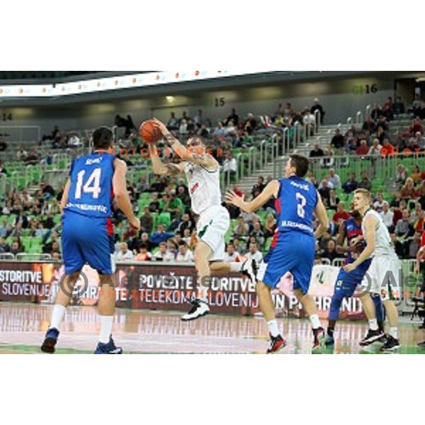 Hristo Nikolov of Union Olimpija in action during ABA league basketball match between Union Olimpija Ljubljana and Igokea Aleksandrovac, played in Stozice, Ljubljana, Slovenia on November 14, 2014