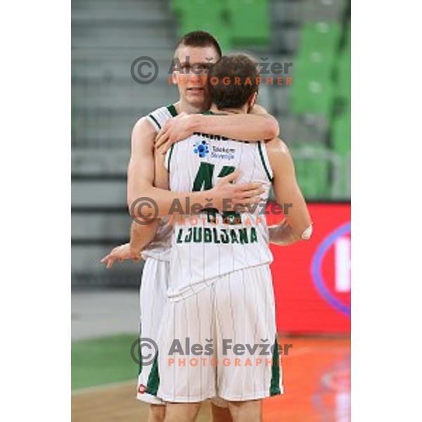Gregor Hrovat of Union Olimpija in action during ABA league basketball match between Union Olimpija Ljubljana and Igokea Aleksandrovac, played in Stozice, Ljubljana, Slovenia on November 14, 2014