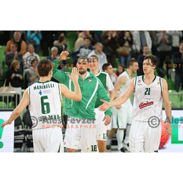 Hristo Nikolov of Union Olimpija in action during ABA league basketball match between Union Olimpija Ljubljana and Igokea Aleksandrovac, played in Stozice, Ljubljana, Slovenia on November 14, 2014