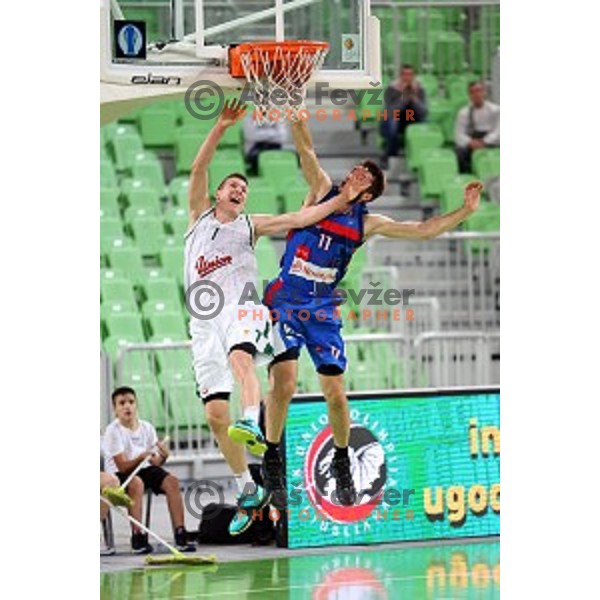Gregor Hrovat of Union Olimpija in action during ABA league basketball match between Union Olimpija Ljubljana and Igokea Aleksandrovac, played in Stozice, Ljubljana, Slovenia on November 14, 2014