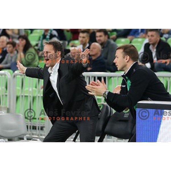of Union Olimpija in action during ABA league basketball match between Union Olimpija Ljubljana and Igokea Aleksandrovac, played in Stozice, Ljubljana, Slovenia on November 14, 2014