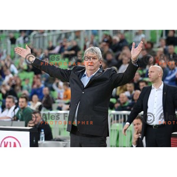 Ales Pipan, head coach of Union Olimpija in action during ABA league basketball match between Union Olimpija Ljubljana and Igokea Aleksandrovac, played in Stozice, Ljubljana, Slovenia on November 14, 2014