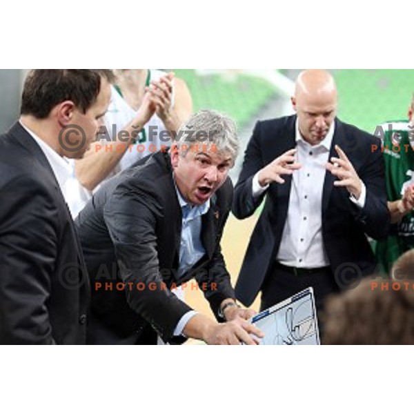 Ales Pipan, head coach of Union Olimpija in action during ABA league basketball match between Union Olimpija Ljubljana and Igokea Aleksandrovac, played in Stozice, Ljubljana, Slovenia on November 14, 2014