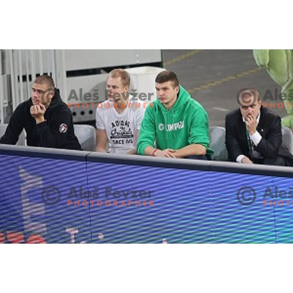of Union Olimpija in action during ABA league basketball match between Union Olimpija Ljubljana and Igokea Aleksandrovac, played in Stozice, Ljubljana, Slovenia on November 14, 2014