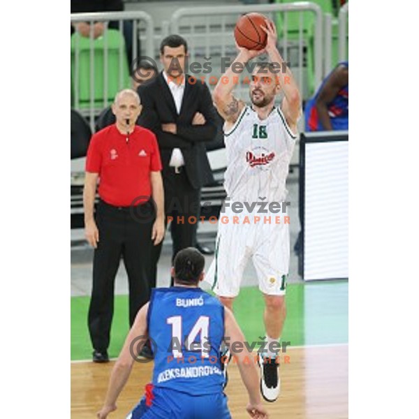 Hristo Nikolov of Union Olimpija in action during ABA league basketball match between Union Olimpija Ljubljana and Igokea Aleksandrovac, played in Stozice, Ljubljana, Slovenia on November 14, 2014