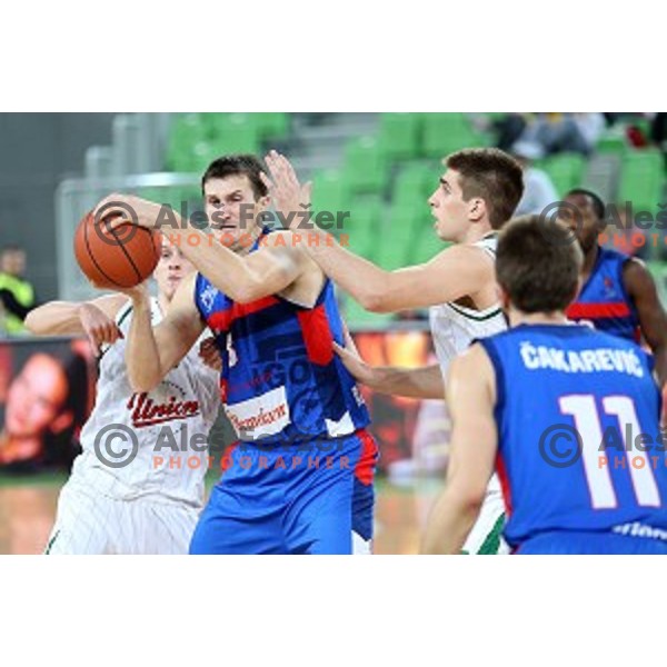 Halil Kanacevic of Union Olimpija in action during ABA league basketball match between Union Olimpija Ljubljana and Igokea Aleksandrovac, played in Stozice, Ljubljana, Slovenia on November 14, 2014
