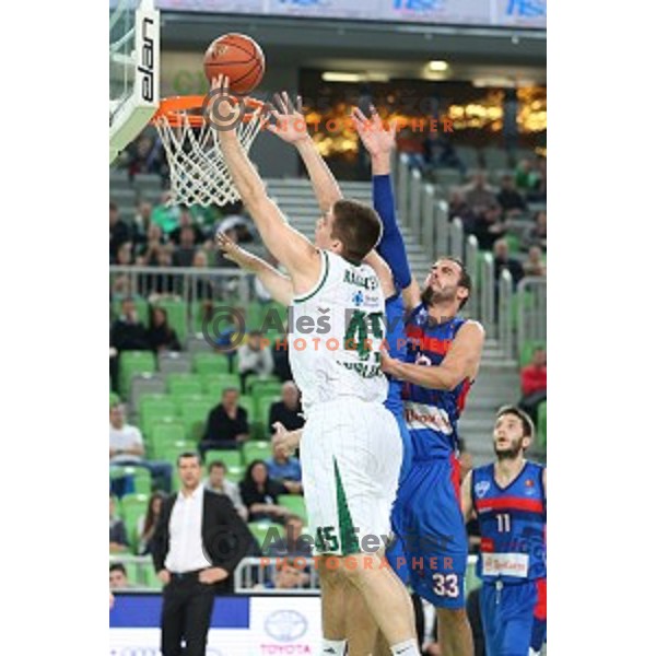 Halil Kanacevic of Union Olimpija in action during ABA league basketball match between Union Olimpija Ljubljana and Igokea Aleksandrovac, played in Stozice, Ljubljana, Slovenia on November 14, 2014