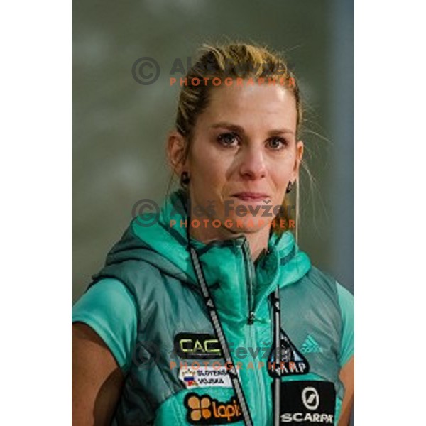 Maja Vidmar of Slovenia during final of IFSC Climbing World Cup Final 2014 in Zlato polje hall, Kranj, Slovenia, on November 16, 2014