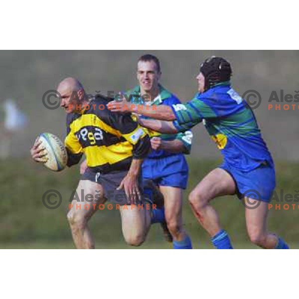 Action during rugby match of Ragby team Bezigrad at Stanezice Oval, Ljubljana on September 2003