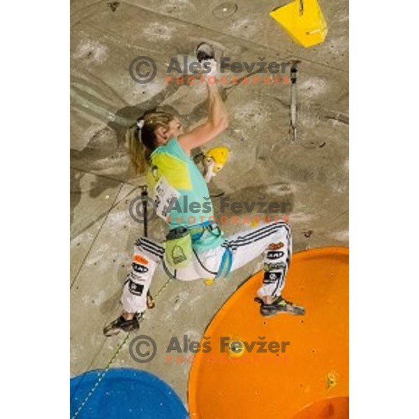 Maja Vidmar of Slovenia during final of IFSC Climbing World Cup Final 2014 in Zlato polje hall, Kranj, Slovenia, on November 16, 2014