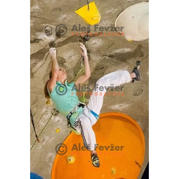 Maja Vidmar of Slovenia during final of IFSC Climbing World Cup Final 2014 in Zlato polje hall, Kranj, Slovenia, on November 16, 2014