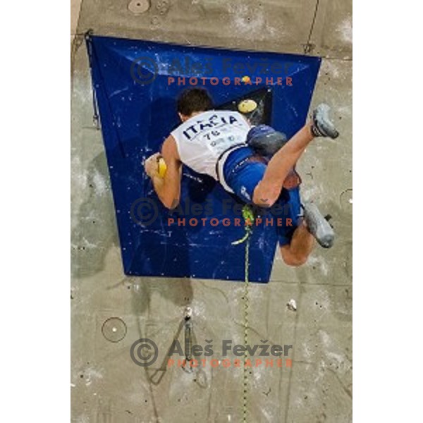 Stefano Ghisolfi of Italy during final of IFSC Climbing World Cup Final 2014 in Zlato polje hall, Kranj, Slovenia, on November 16, 2014