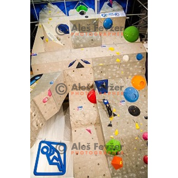 Romain Desgranges of France during final of IFSC Climbing World Cup Final 2014 in Zlato polje hall, Kranj, Slovenia, on November 16, 2014
