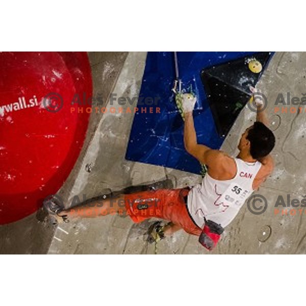 Sean Mccoll of Canada during final of IFSC Climbing World Cup Final 2014 in Zlato polje hall, Kranj, Slovenia, on November 16, 2014