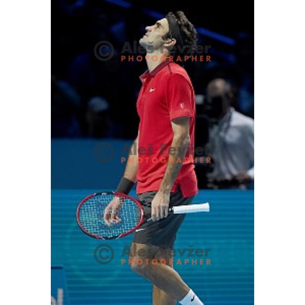 Roger Federer (SUI)at ATP finals tennis tournament in O2 Arena, London, Great Britain, November 16, 2013