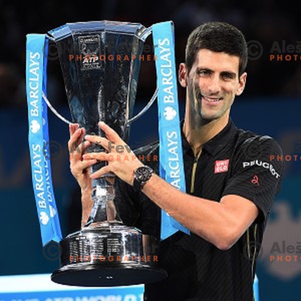 Novak Djokovic (SRB) winner of ATP finals tennis tournament in O2 Arena, London, Great Britain, November 16, 2013