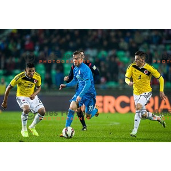 Dejan Lazarevic in action during football match Slovenia - Colombia, Src Stozice, Ljubljana, Slovenia, 18.11.2014
