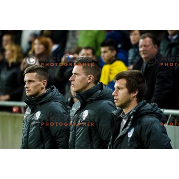 Peter Stojanovic, Benjamin Verbic, Damjan Bohar in action during football match Slovenia - Colombia, Src Stozice, Ljubljana, Slovenia, 18.11.2014