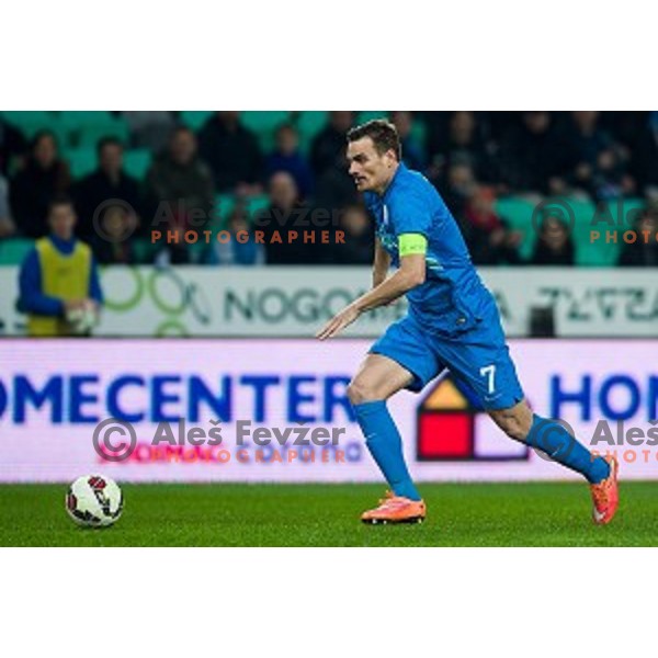 Nejc Pecnik in action during football match Slovenia - Colombia, Src Stozice, Ljubljana, Slovenia, 18.11.2014