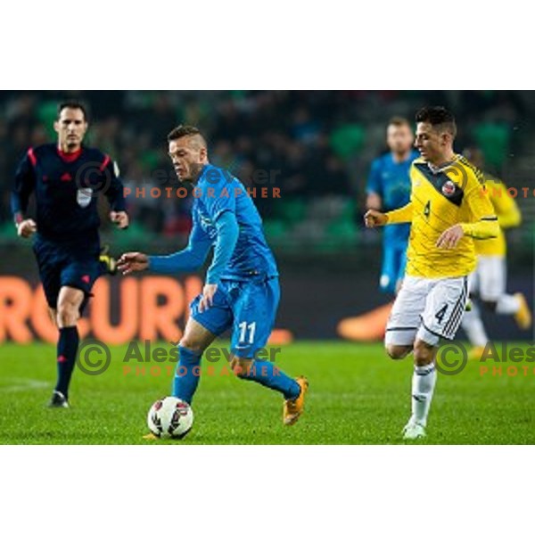 Dejan Lazarevic in action during football match Slovenia - Colombia, Src Stozice, Ljubljana, Slovenia, 18.11.2014
