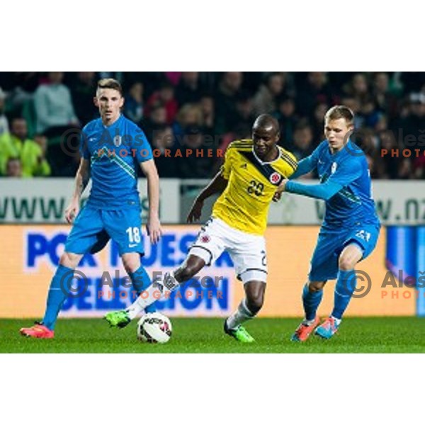 Rajko Rotman, Martin Milec in action during football match Slovenia - Colombia, Src Stozice, Ljubljana, Slovenia, 18.11.2014