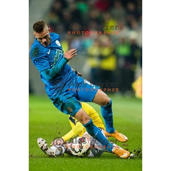 Dejan Lazarevic in action during football match Slovenia - Colombia, Src Stozice, Ljubljana, Slovenia, 18.11.2014