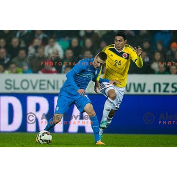 Andraz Struna in action during football match Slovenia - Colombia, Src Stozice, Ljubljana, Slovenia, 18.11.2014