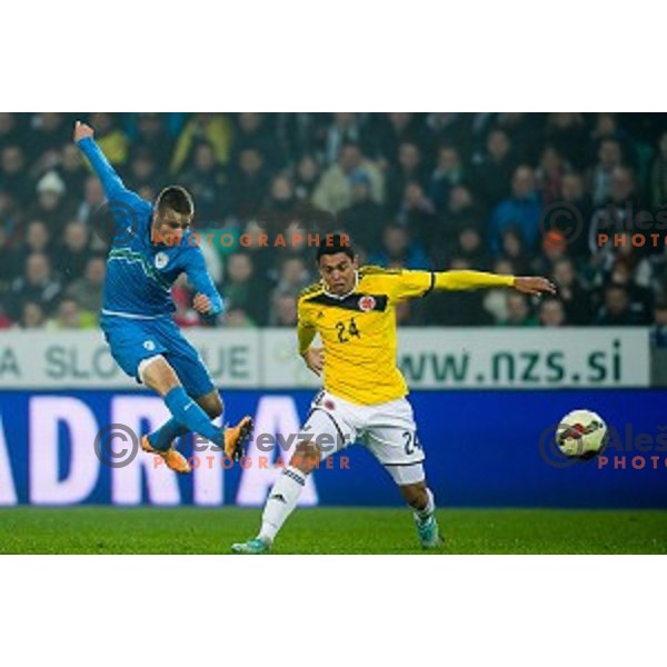 Andraz Struna in action during football match Slovenia - Colombia, Src Stozice, Ljubljana, Slovenia, 18.11.2014