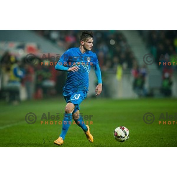 Petar Stojanovic in action during football match Slovenia - Colombia, Src Stozice, Ljubljana, Slovenia, 18.11.2014