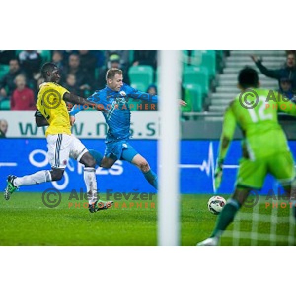 Dzengis Cavusevic in action during football match Slovenia - Colombia, Src Stozice, Ljubljana, Slovenia, 18.11.2014
