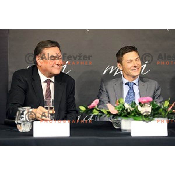 Zoran Jankovic, Andraz Vehovar- candidates for position of President of Slovenia Olympic Committee during STA press conference in Maxi klub, Ljubljana on November 19, 2014. 