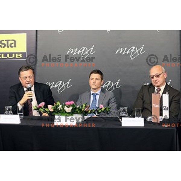 Zoran Jankovic, Andraz Vehovar and Bogdan Gabrovec- candidates for position of President of Slovenia Olympic Committee during STA press conference in Maxi klub, Ljubljana on November 19, 2014. 