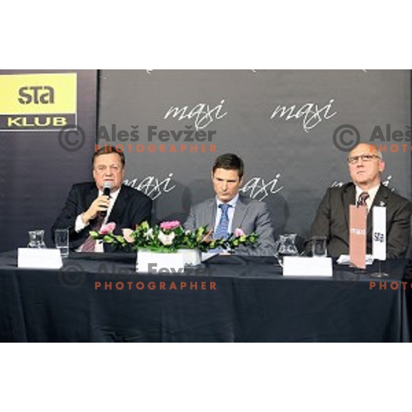 Zoran Jankovic, Andraz Vehovar and Bogdan Gabrovec- candidates for position of President of Slovenia Olympic Committee during STA press conference in Maxi klub, Ljubljana on November 19, 2014. 