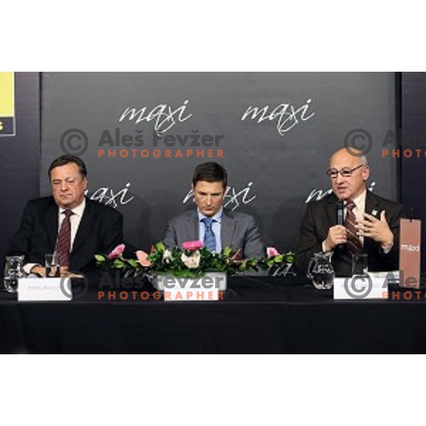Zoran Jankovic, Andraz Vehovar and Bogdan Gabrovec- candidates for position of President of Slovenia Olympic Committee during STA press conference in Maxi klub, Ljubljana on November 19, 2014. 