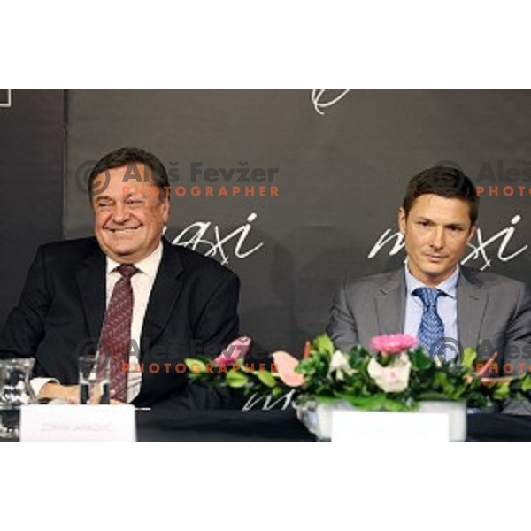 Zoran Jankovic, Andraz Vehovar- candidates for position of President of Slovenia Olympic Committee during STA press conference in Maxi klub, Ljubljana on November 19, 2014. 