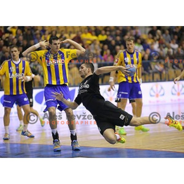 of Celje PL in action during handball match Celje PL-Gorenje Velenje in round 11 of 1.NLB leasing league, played in Zlatorog Hall, Celje, Slovenia on November 19, 2014