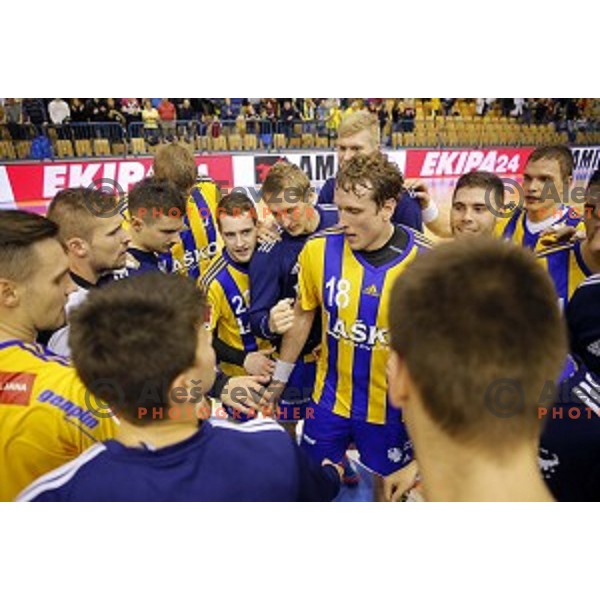 David Miklavcic of Celje PL in action during handball match Celje PL-Gorenje Velenje in round 11 of 1.NLB leasing league, played in Zlatorog Hall, Celje, Slovenia on November 19, 2014