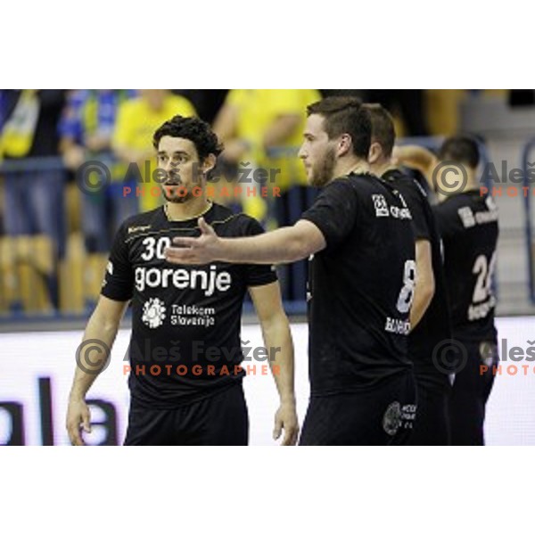 Luka Dobelsek of Gorenje Velenje during handball match Celje PL-Gorenje Velenje in round 11 of 1.NLB leasing league, played in Zlatorog Hall, Celje, Slovenia on November 19, 2014
