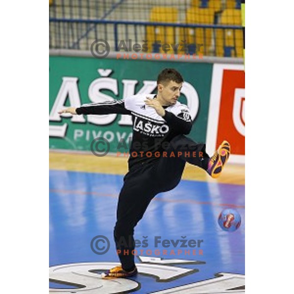 Matevz Skok of Celje PL in action during handball match Celje PL-Gorenje Velenje in round 11 of 1.NLB leasing league, played in Zlatorog Hall, Celje, Slovenia on November 19, 2014