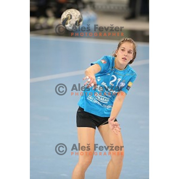 Alja Jankovic in action during EHF Champions League between Krim Mercator (SLO) and Leipzig (GER) in Stožice Hall, Slovenia on November 21,2014