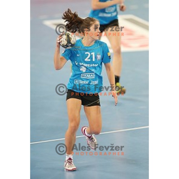 Alja Jankovic in action during EHF Champions League between Krim Mercator (SLO) and Leipzig (GER) in Stožice Hall, Slovenia on November 21,2014