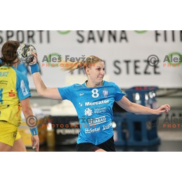 Tamara Mavsar in action during EHF Champions League between Krim Mercator (SLO) and Leipzig (GER) in Stožice Hall, Slovenia on November 21,2014