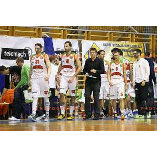 Bruskewitz, Papac, Teo Hojc, Zan Jerman at basketball match Grosbasket-Helios Suns in Telemach league, Grosuplje, Slovenia on November 22,2014