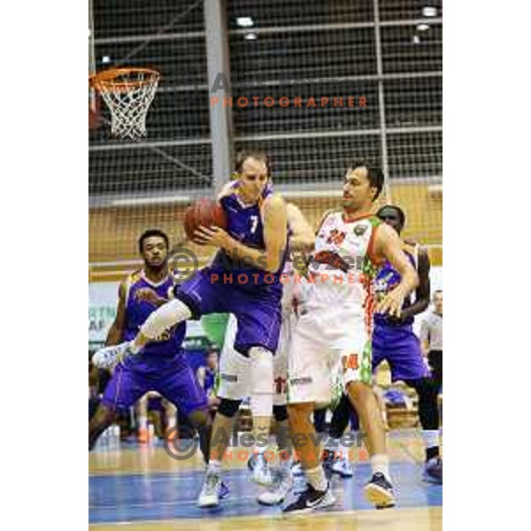Dejan Mlakar and Zeljko Zagorac at basketball match Grosbasket-Helios Suns in Telemach league, Grosuplje, Slovenia on November 22,2014