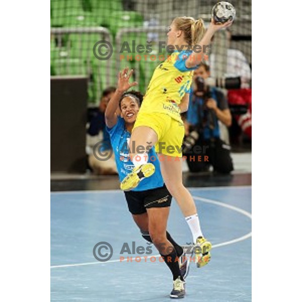 Goudjo in action during EHF Champions League between Krim Mercator (SLO) and Leipzig (GER) in Stožice Hall, Slovenia on November 21,2014