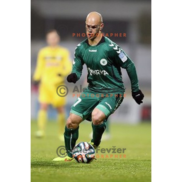 Josip Fucek of Krka in action during football match Kalcer Radomlje-Rudar Krka in round 16 of Prva liga Telekom Slovenije, played in Domzale Sports Park, Slovenia on November 23, 2014