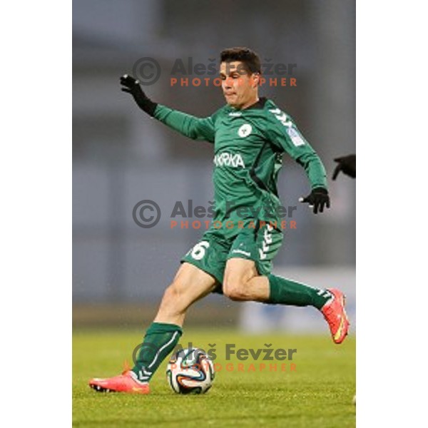 Antun Palic of Krka in action during football match Kalcer Radomlje-Rudar Krka in round 16 of Prva liga Telekom Slovenije, played in Domzale Sports Park, Slovenia on November 23, 2014