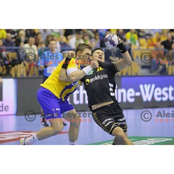 Vid Poteko at handball match Celje Pivovarna Lasko-Rhein Neckar Lowen in EHF Champions league, played in Zlatorog Hall, Celje, Slovenia on November 23, 2014